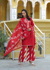 Embroidery Plazo Suit Red