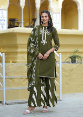 Embroidery Plazo Suit Dark Green
