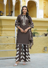 Embroidery Plazo Suit Dark Purple