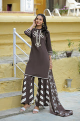 Embroidery Plazo Suit Dark Purple