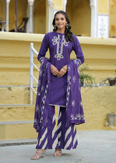 Embroidery Plazo Suit Purple
