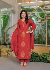 Border Style Suit Red