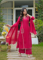 Side Pocket Embroidery Suit Pink