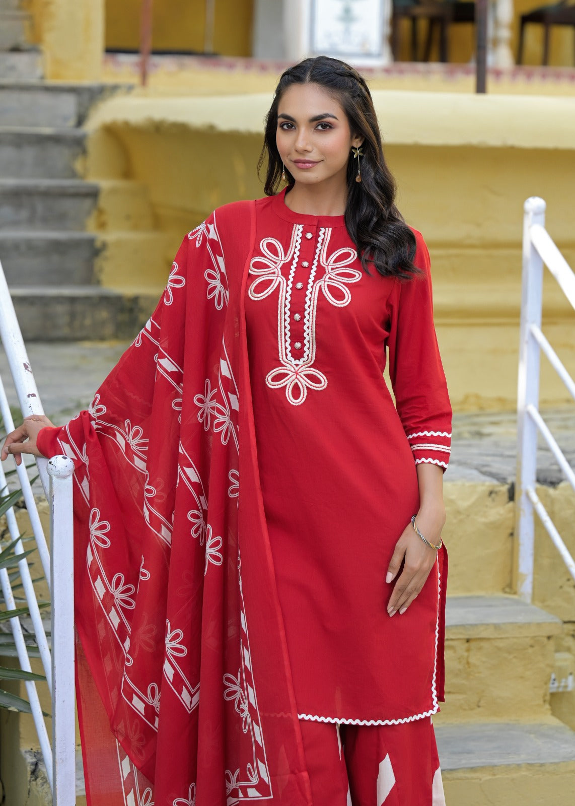 Embroidery Plazo Suit Red