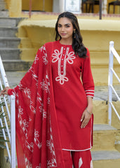 Embroidery Plazo Suit Red