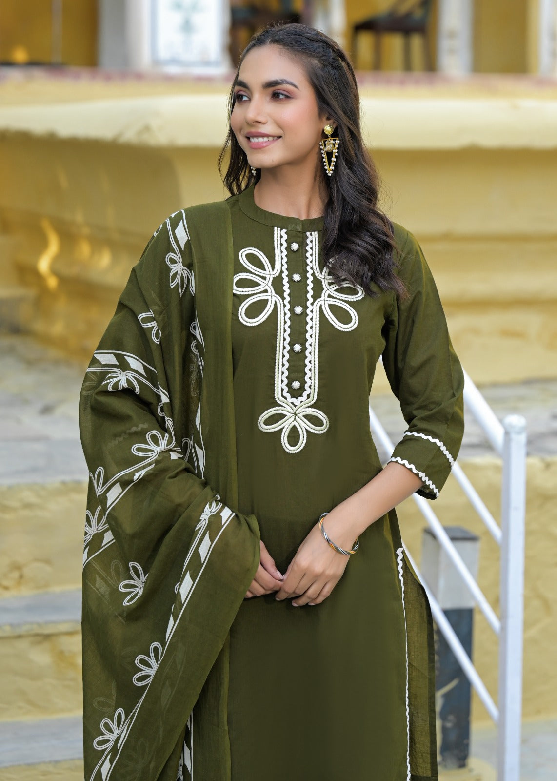 Embroidery Plazo Suit Dark Green