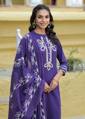 Embroidery Plazo Suit Purple