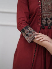 Mahroon Heavy Ajrak Suit