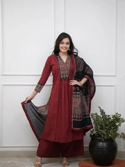 Mahroon Heavy Ajrak Suit