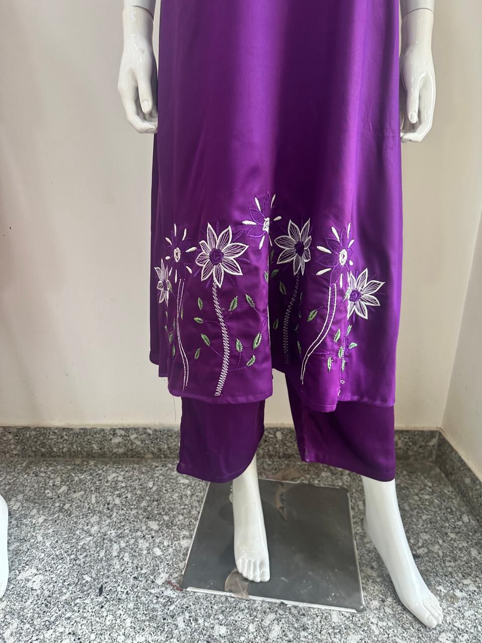 Floral Embroidered Suit Purple