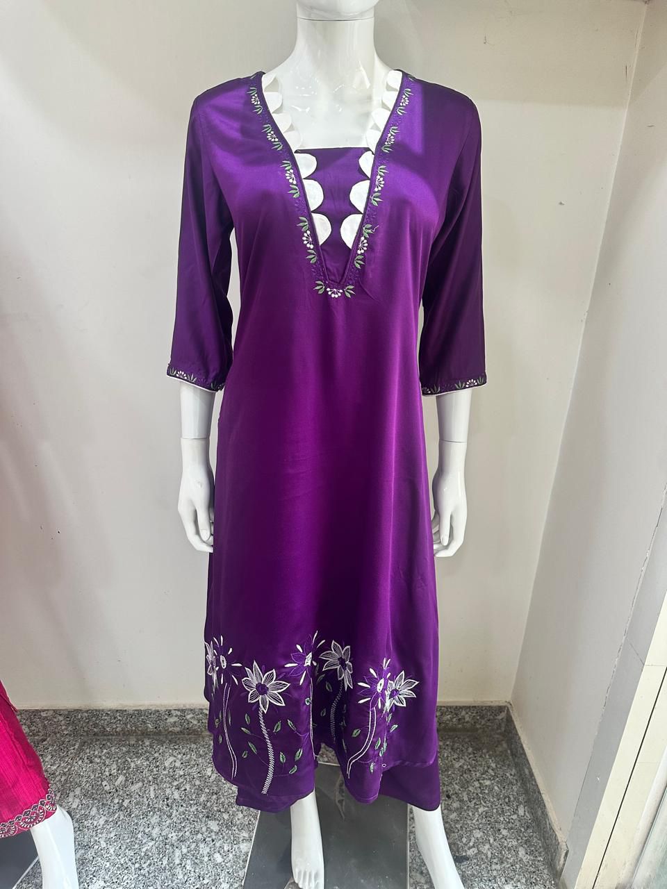 Floral Embroidered Suit Purple