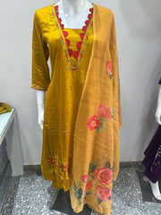 Floral Embroidered Suit Yellow