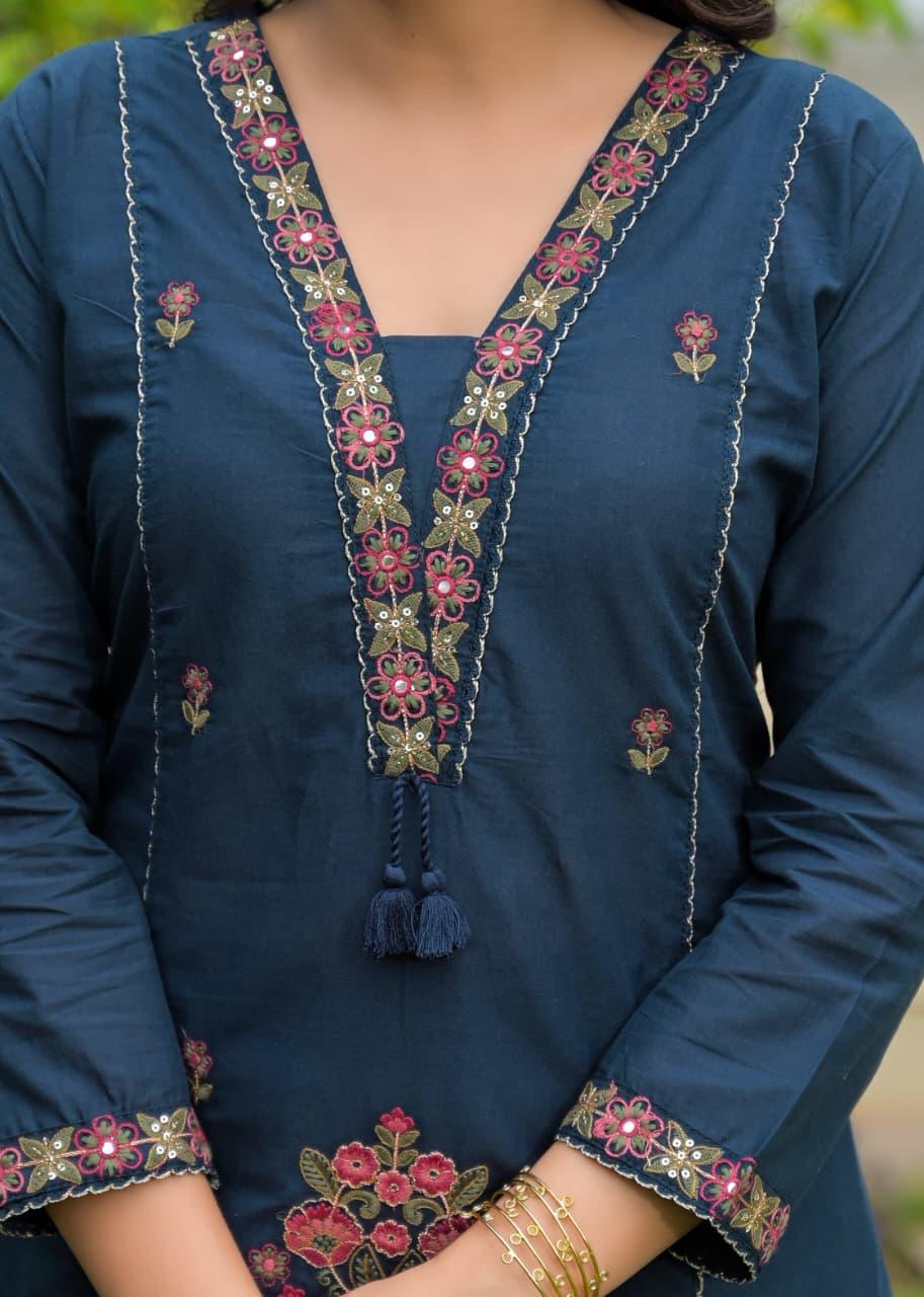 Border Style Suit Navy Blue