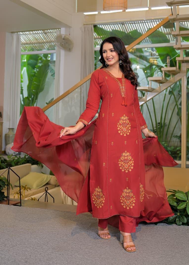 Border Style Suit Red