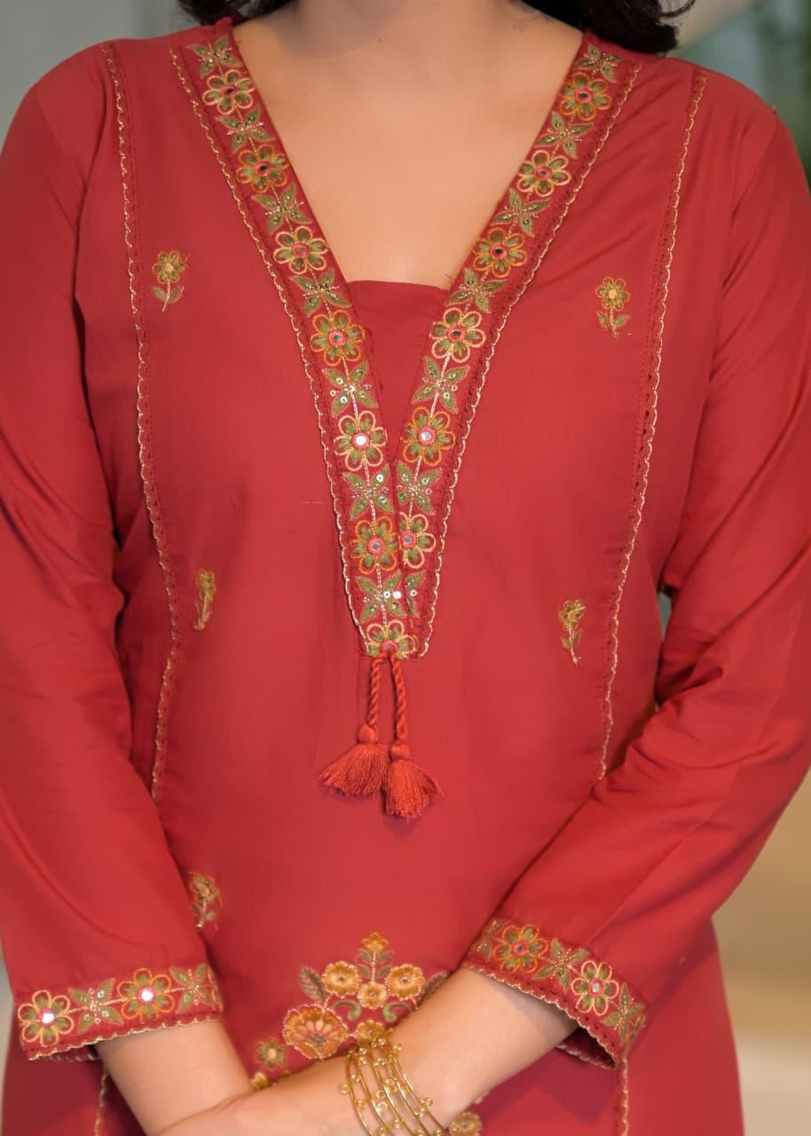 Border Style Suit Red