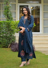 Border Style Suit Navy Blue