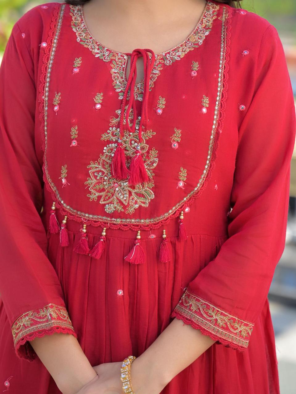 Mull Cotton Suit Red