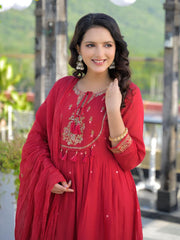 Mull Cotton Suit Red