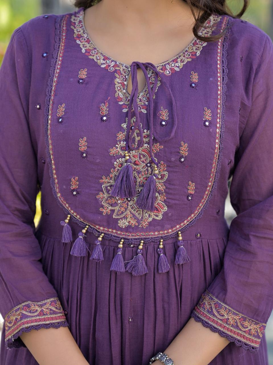 Mull Cotton Suit Purple