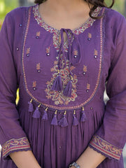 Mull Cotton Suit Purple