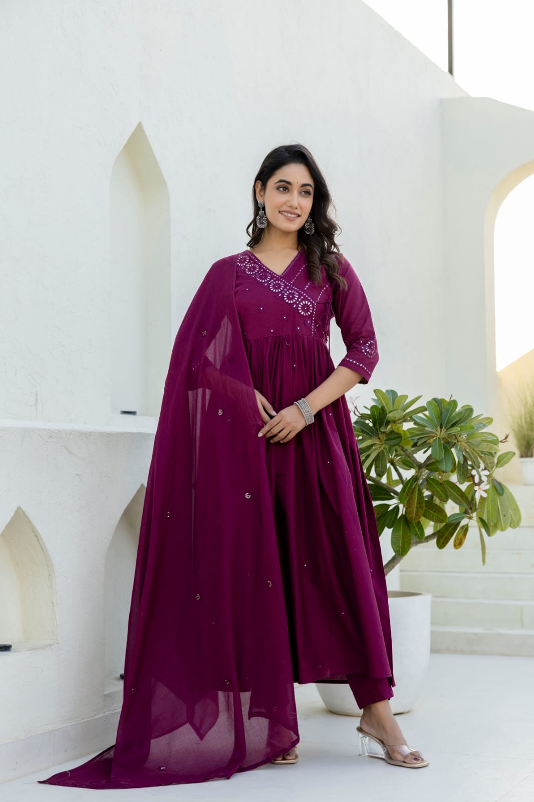 Anarkali Angrakha Suit Purple