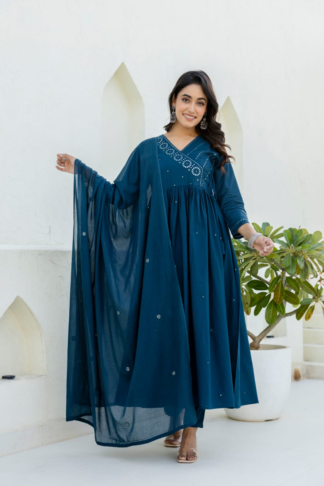 Anarkali Angrakha Suit Navy Blue