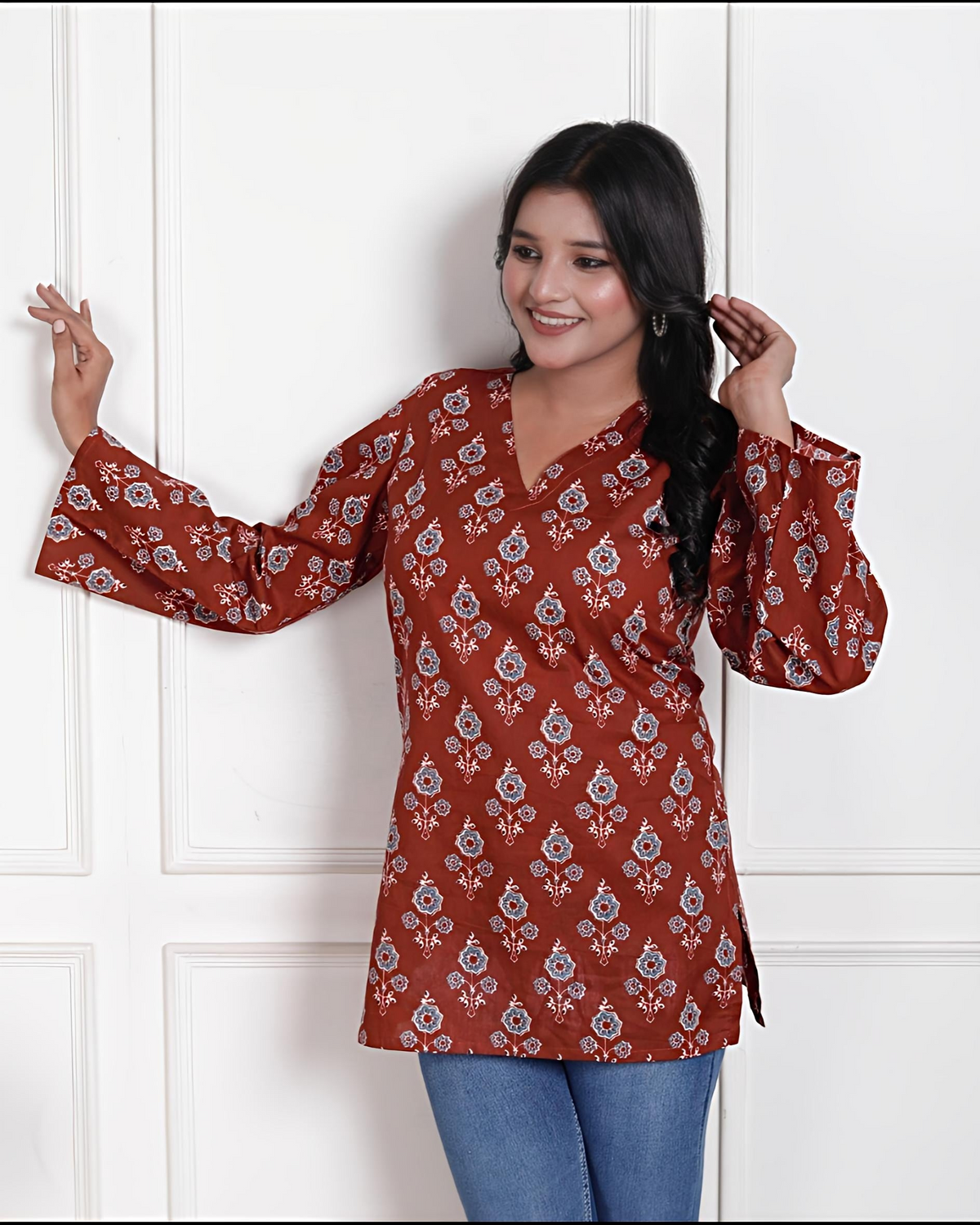 V Neck F/s Top