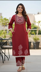Neck Embroidery Co Ord Set