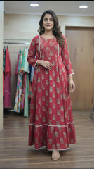 Neck Embroidery Long Anarkali for Women
