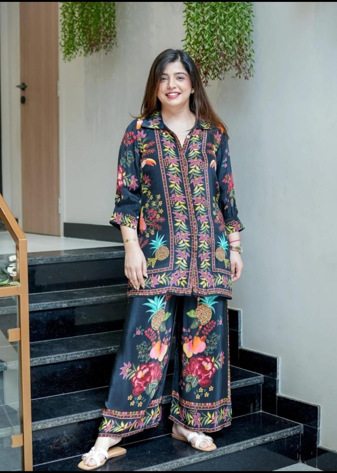 Staight Ajrak Print Suit